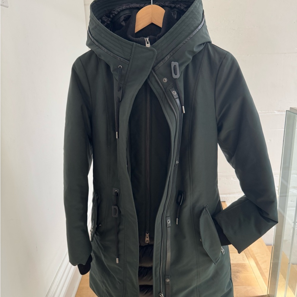 EUC Mackage Dark Green Hooded Winter Jacket Size XS made in QC